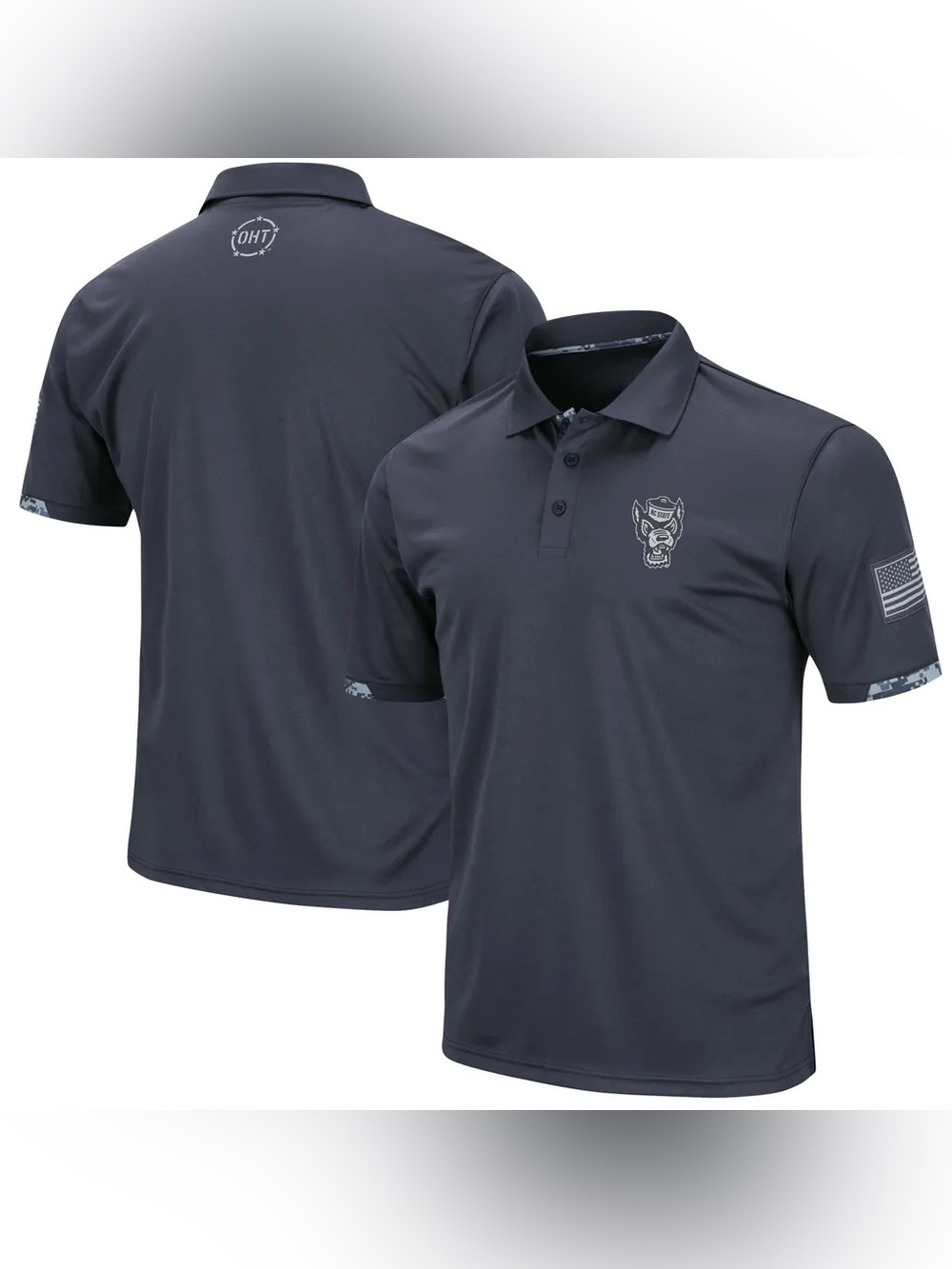 Mens Colosseum NC State Wolfpack OHT Digital Camo Polo | Charcoal Gray | Size XL